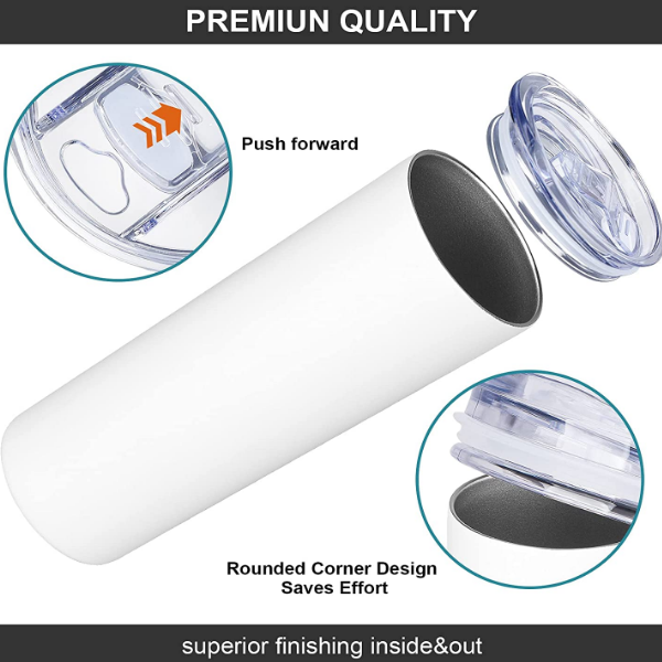 20oz Sublimation Skinny Strainght Tumbler with Stainless Steel Straw