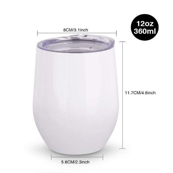 Case of 24psc*12oz Sublimation Wine Tumbler Double Walled Insulation Vacuum With Lid