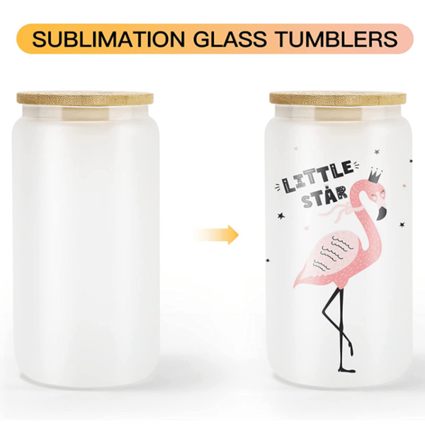16oz CASE (32 UNITS) sublimation Glass tumbler with straws