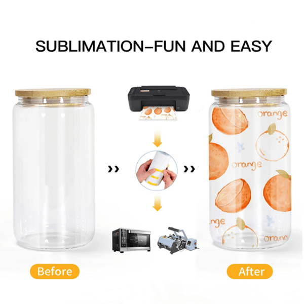 16oz CASE (32 UNITS) sublimation Glass tumbler with straws