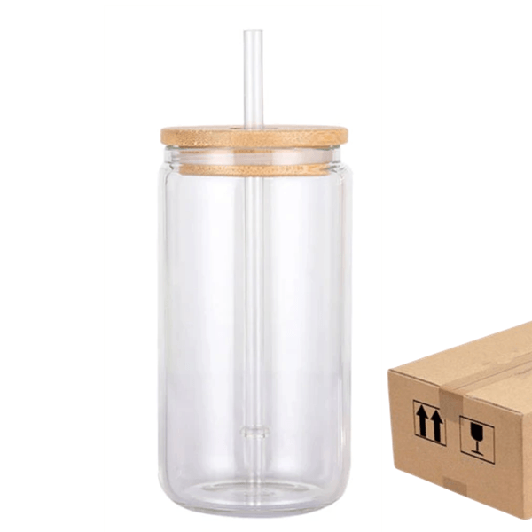 16oz CASE (32 UNITS) sublimation Glass tumbler with straws
