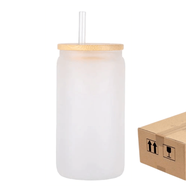 16oz CASE (32 UNITS) sublimation Glass tumbler with straws
