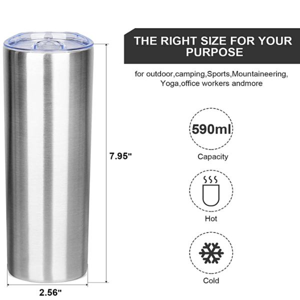 20oz CASE (30 UNITS) Straight skinny insulated tumbler / silver australia