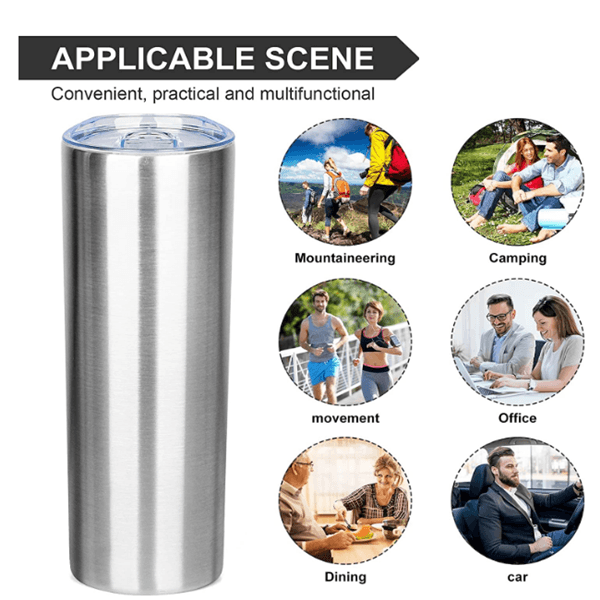 20oz CASE (30 UNITS) Straight skinny insulated tumbler / silver australia
