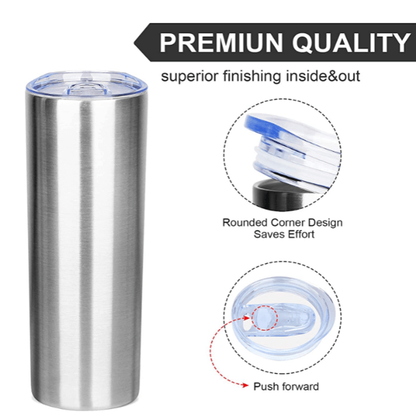 20oz CASE (30 UNITS) Straight skinny insulated tumbler / silver australia