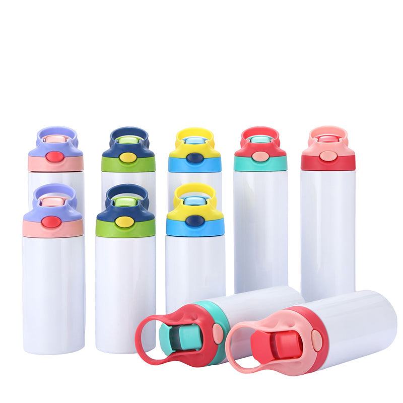 12oz/20oz CASE (25 UNITS) (5pink+5bule+5red+5skybule+5yellow) Kid sublimation Strainght Insulated Tumbler cute sippy cup stainless steel water bottle