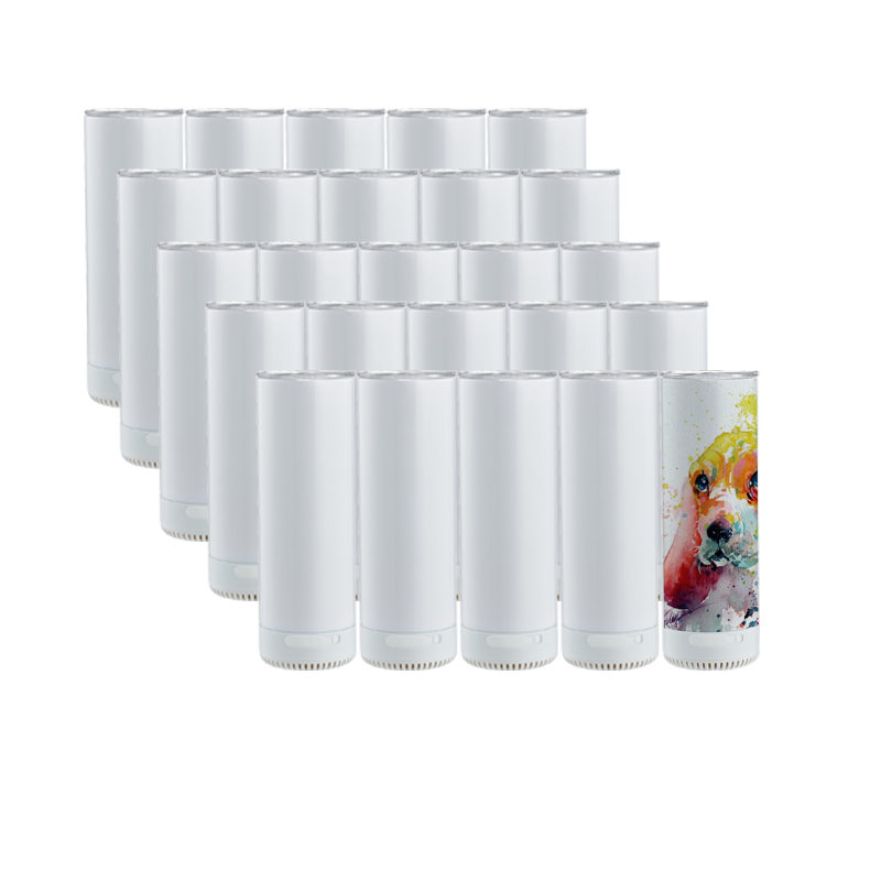 20oz New Models Straight Skinny Sublimation Bluetooth Speaker Tumbler