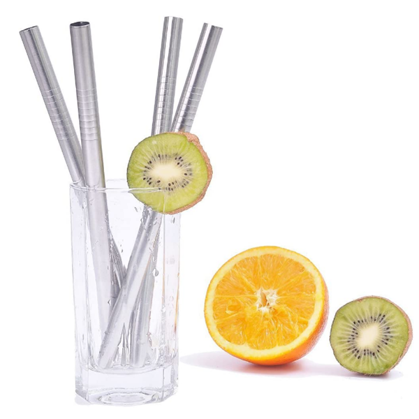 (24 Sticks) Pack 9.5"  Reusable Stainless Steel Metal Straws