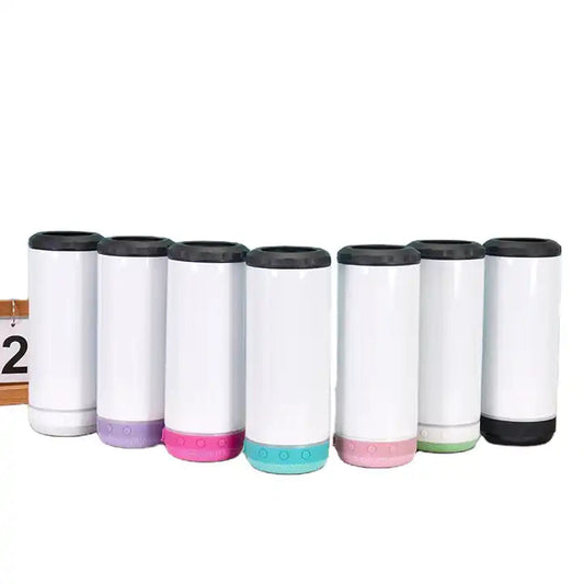 16oz Case of（UNITS 25 PCS） Sublimation Blank Speaker Beer Can Cooler Stainless Steel  Bluetooth Speaker