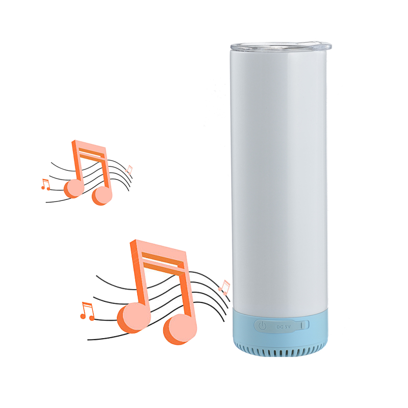20oz New Models Straight Skinny Sublimation Bluetooth Speaker Tumbler