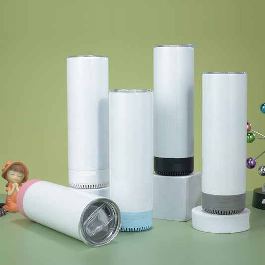 20oz New Models Straight Skinny Sublimation Bluetooth Speaker Tumbler