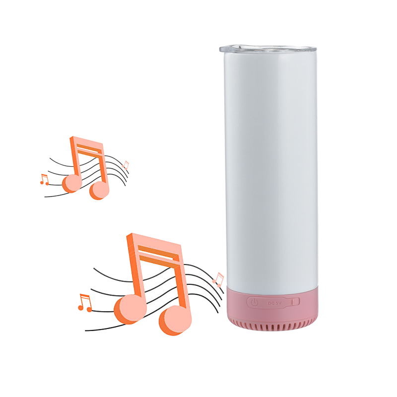 20oz New Models Straight Skinny Sublimation Bluetooth Speaker Tumbler