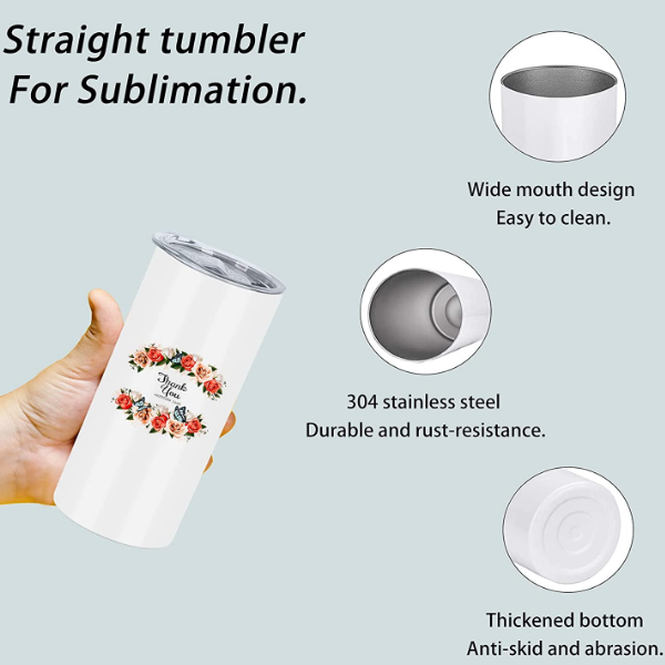 15oz CASE (30 UNITS) Sublimation straight skinny tumbler