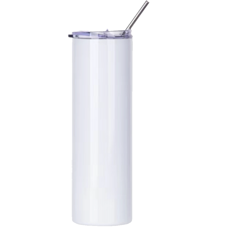 20oz CASE (24/48 UNITS) Sublimation Skinny Strainght Insulated Tumbler Cheap Tumblers with Plastic/Stainless Steel Straw