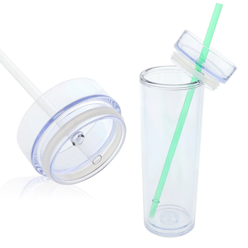 30 pack 16oz Double Wall Acrylic Transparent Straight Skinny Classic Heat Insulation Tight Ball